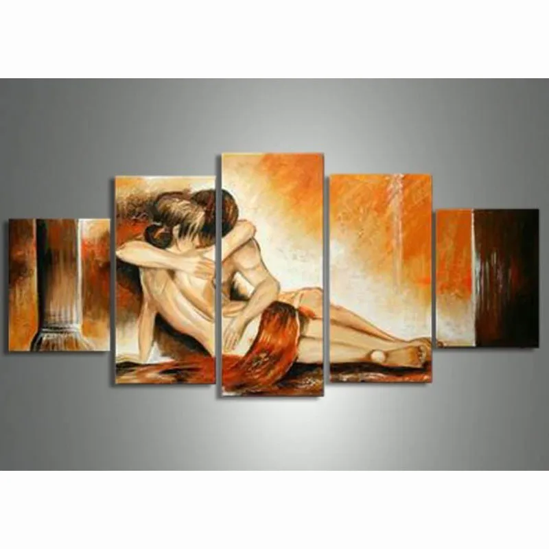 

Hand-painted Nude Oil Painting on Canvas Sexy Naked Couples Acrylic Paintings Modern Abstact Wall Art Oils Sets 5 Panel Pictures