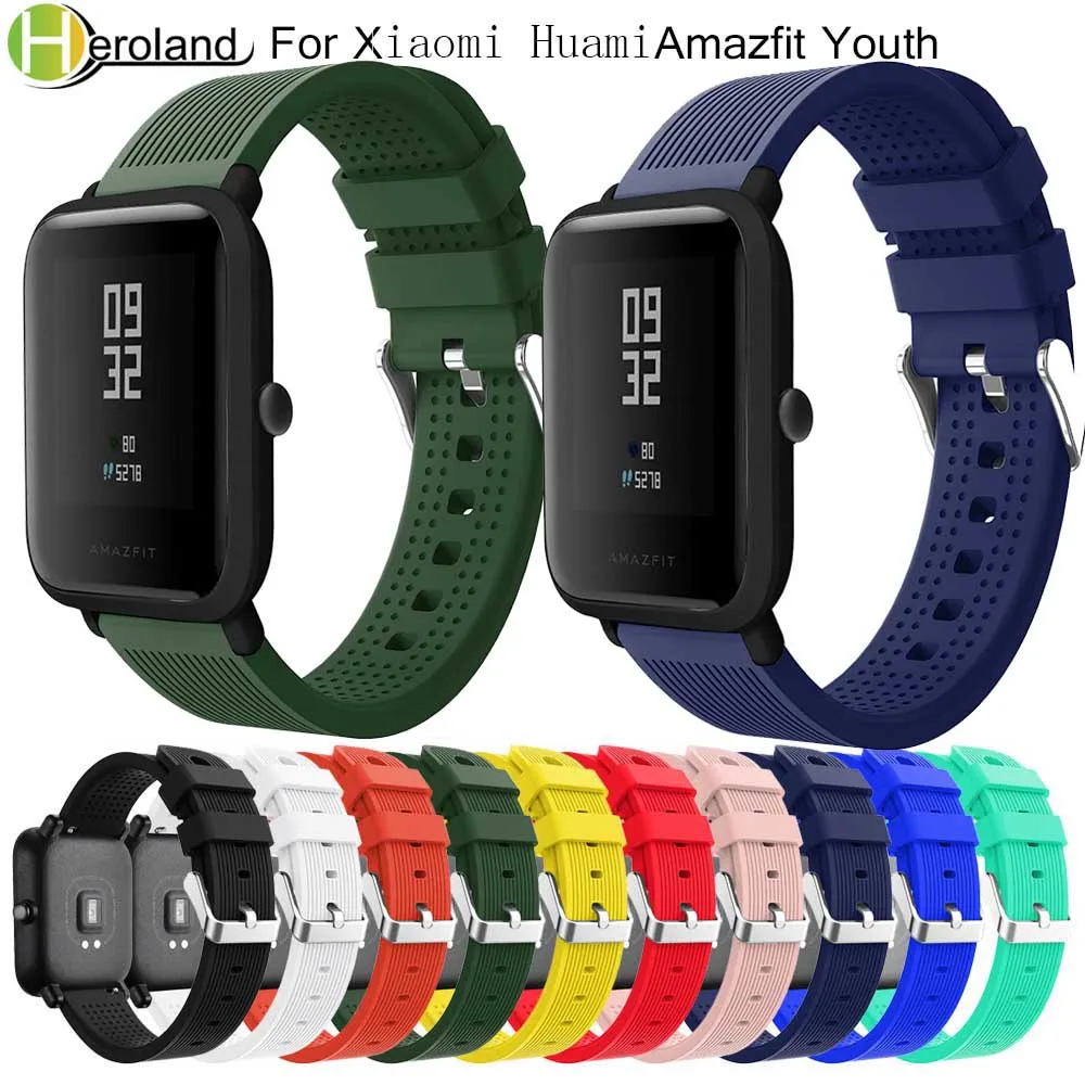 

20mm Silicone Watch Strap For Xiaomi Huami Amazfit Bip BIT PACE Lite Youth smart Watchband sport Bracelet wriststrap waterproof