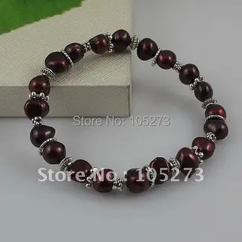 Wholesale Elegant pearl bracelet AA 7-8MM Purple color Genuine fresh water pearl & silvers beads Elastic bracelet A2208
Wholesale Elegant pearl bracelet AA 7-8MM Purple color Genuine fresh water pearl & silvers beads Elastic bracelet A2208