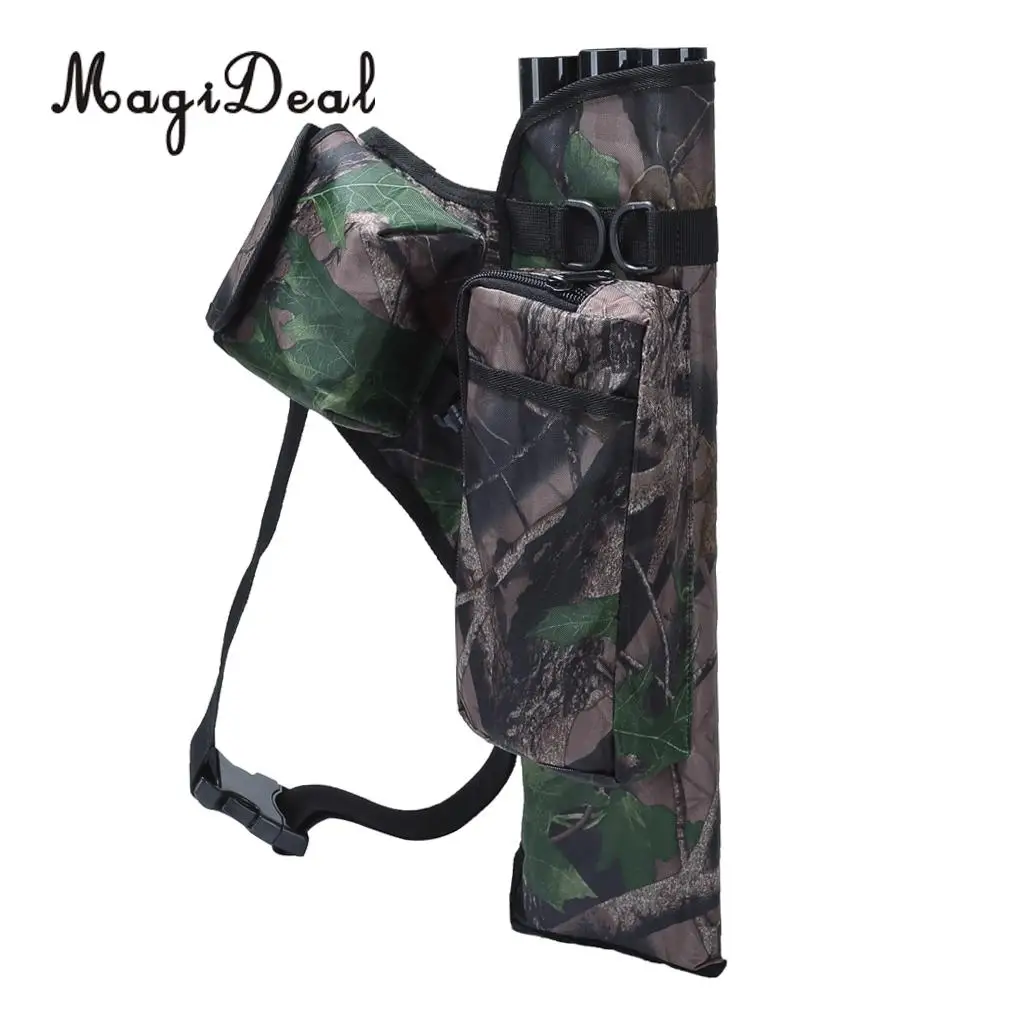 MagiDeal Archery 3 Tubes Arrow Quiver Holder Belt Waist Back Side Quiver Recurve Bow Hunting Camo