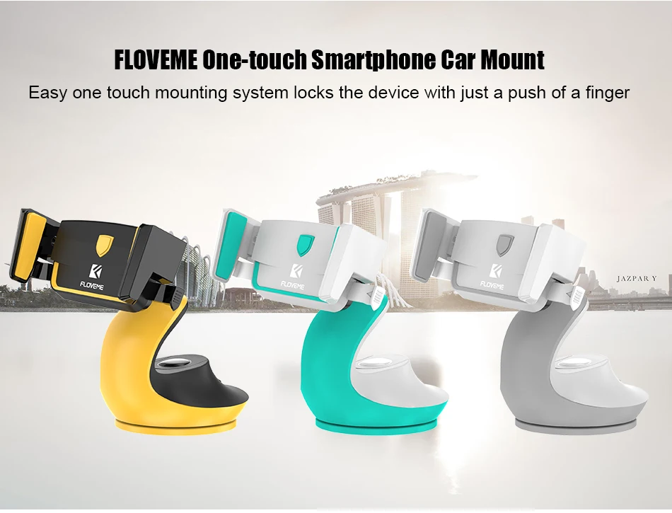 FLOVEME Automatic Lock Adsorption Car Phone Holder For iPhone Samsung Galaxy Xiaomi LG Swan Design Vehicle Mounted Holder Stand (2)