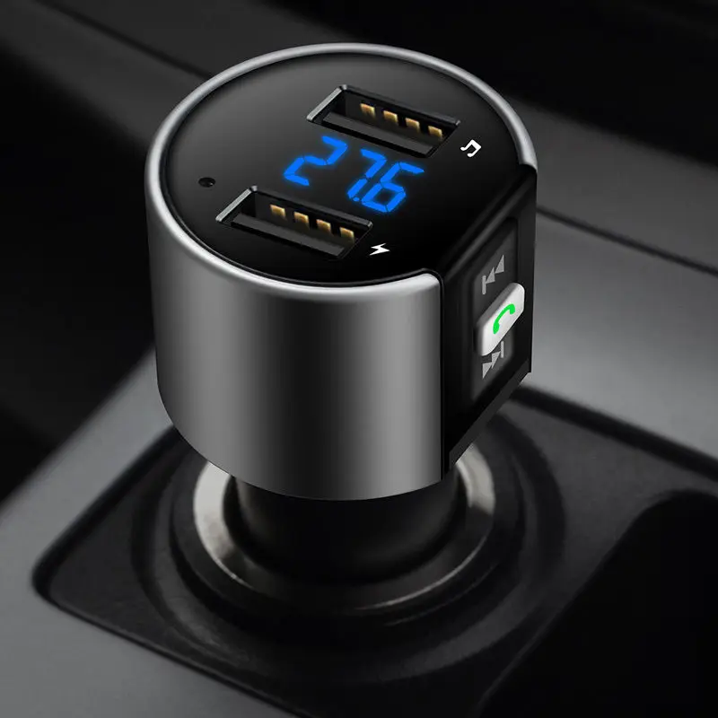 Intelligent Bluetooth FM Transmitter Dual USB Radio Stereo Car Kit Handsfree Digital for Driving LED Display with A2DP Function
Intelligent Bluetooth FM Transmitter Dual USB Radio Stereo Car Kit Handsfree Digital for Driving LED Display with A2DP Function