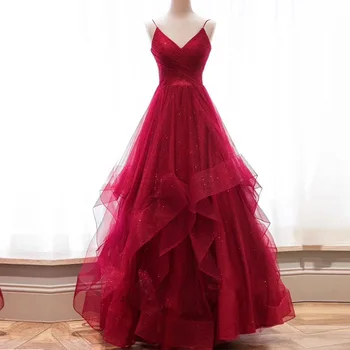 Holievery Burgundy Organza Long Prom Dress with Spaghetti Straps 2019 Sexy V Neck Prom Gown with Ruffles
Holievery Burgundy Organza Long Prom Dress with Spaghetti Straps 2019 Sexy V Neck Prom Gown with Ruffles