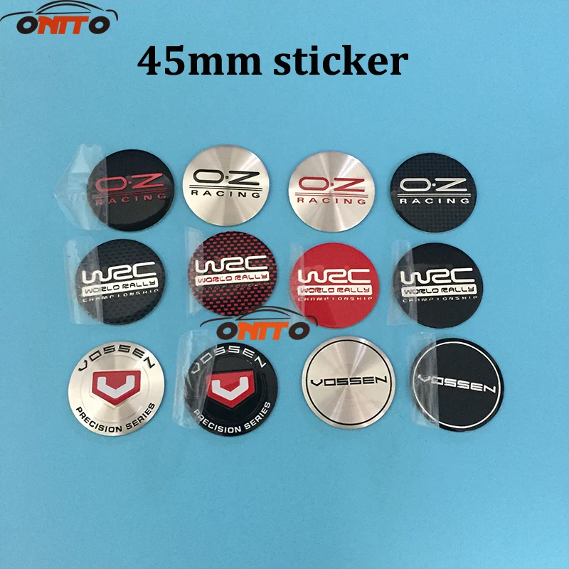 

Car styling 4pcs/lot 45MM car wheel center cap sticker for OZ car emblem badge cover sticker for OZ RACING WRC VOSSEN logo