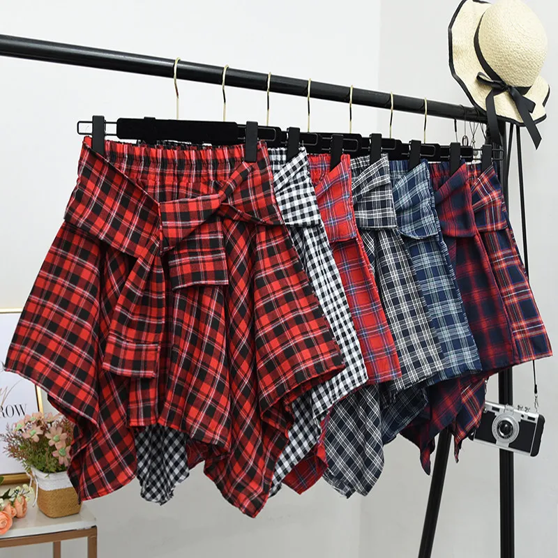 Harajuku Students Girls Preppy Style Skirts Retro Retro Plaid Mini Skirts Female Summer High Waist Sash Slim Irregular Skirts
Harajuku Students Girls Preppy Style Skirts Retro Retro Plaid Mini Skirts Female Summer High Waist Sash Slim Irregular Skirts