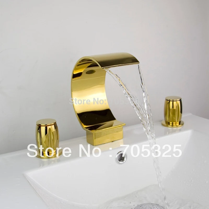 Dual Handle 3Pcs Gold Polish Waterfall Bathroom Basin Faucet Square Vanity Sink Mixer Tap Brass C108
Dual Handle 3Pcs Gold Polish Waterfall Bathroom Basin Faucet Square Vanity Sink Mixer Tap Brass C108