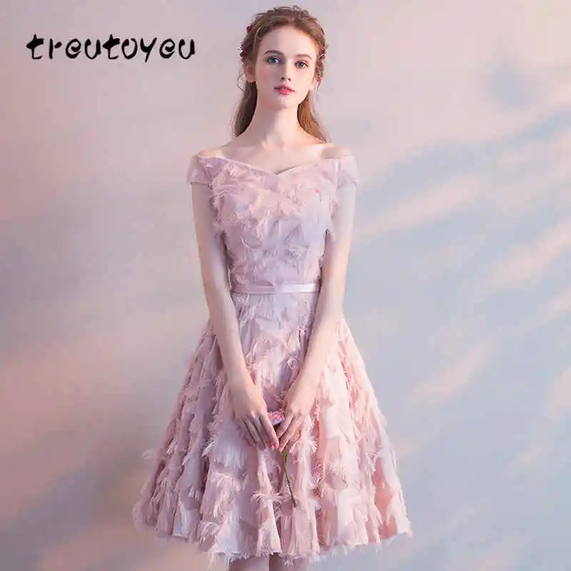 Treutoyeu 2018 New Summer Dress Women Solid Slash Neck Knee-Length Dresses Sweet Bare Pink Bandage Short Sleeve Dress D044
Treutoyeu 2018 New Summer Dress Women Solid Slash Neck Knee-Length Dresses Sweet Bare Pink Bandage Short Sleeve Dress D044