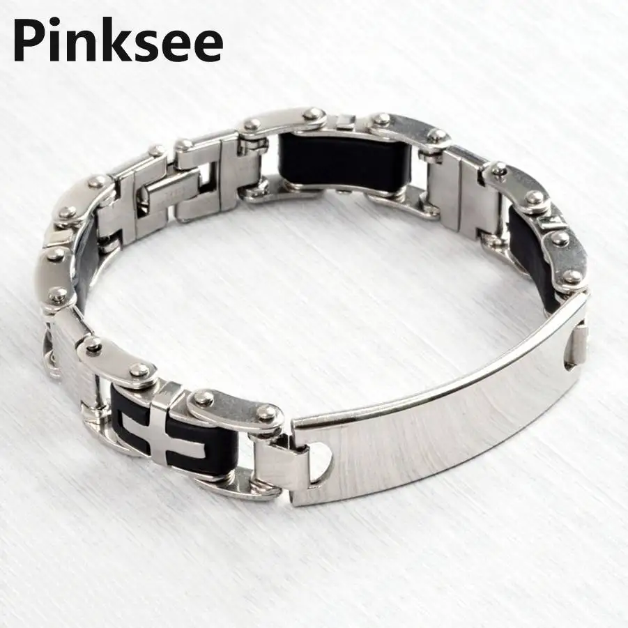 Punk Cool Mens Rubber Silver ID Cross Stainless Steel Chain Bracelet link Bangle Cuff Wristbands Personality Jewelry
Punk Cool Mens Rubber Silver ID Cross Stainless Steel Chain Bracelet link Bangle Cuff Wristbands Personality Jewelry