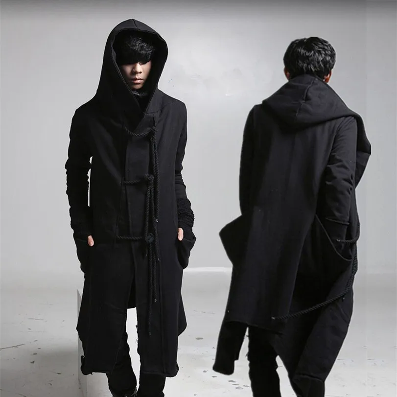 Autumn winter men punk hip hop slim fit long trench coat hooded cloak cardigan mens linen rope design gothic jackets overcoat
Autumn winter men punk hip hop slim fit long trench coat hooded cloak cardigan mens linen rope design gothic jackets overcoat