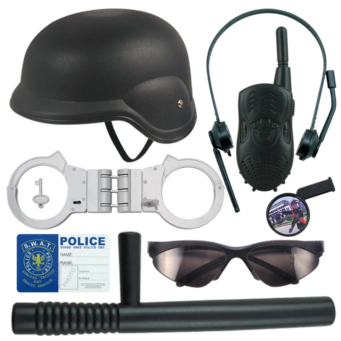 8Pcs Children Role Play Police Kit Cop Dress-up Playset