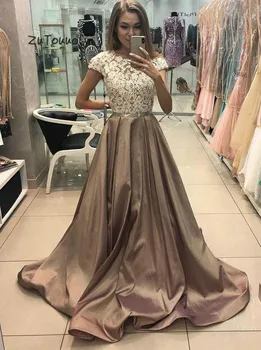 Princess Evening Dress A Line Scoop Illusion Lace Long Party Dresses For Prom Cap Sleeves Satin Formal Evening Gowns With Beaded
Princess Evening Dress A Line Scoop Illusion Lace Long Party Dresses For Prom Cap Sleeves Satin Formal Evening Gowns With Beaded