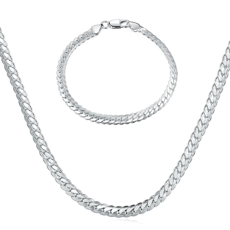 Fashion Men Women Male 6mm Silver Stainless Steel Chains Flat Curb Necklace Bracelet Sets Customize Jewelry Sets
Fashion Men Women Male 6mm Silver Stainless Steel Chains Flat Curb Necklace Bracelet Sets Customize Jewelry Sets