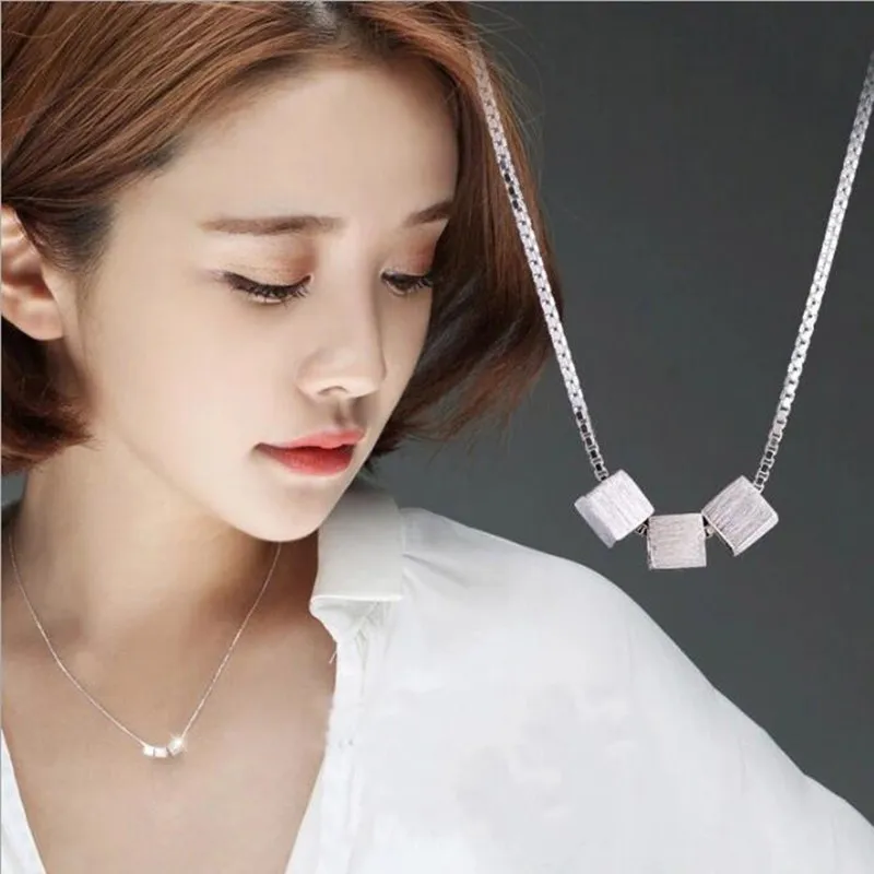 Personality Three-dimensional Block Brushed 925 Sterling Silver Korean Fashion Jewelry Clavicle Chain Pendant Necklace H14
Personality Three-dimensional Block Brushed 925 Sterling Silver Korean Fashion Jewelry Clavicle Chain Pendant Necklace H14