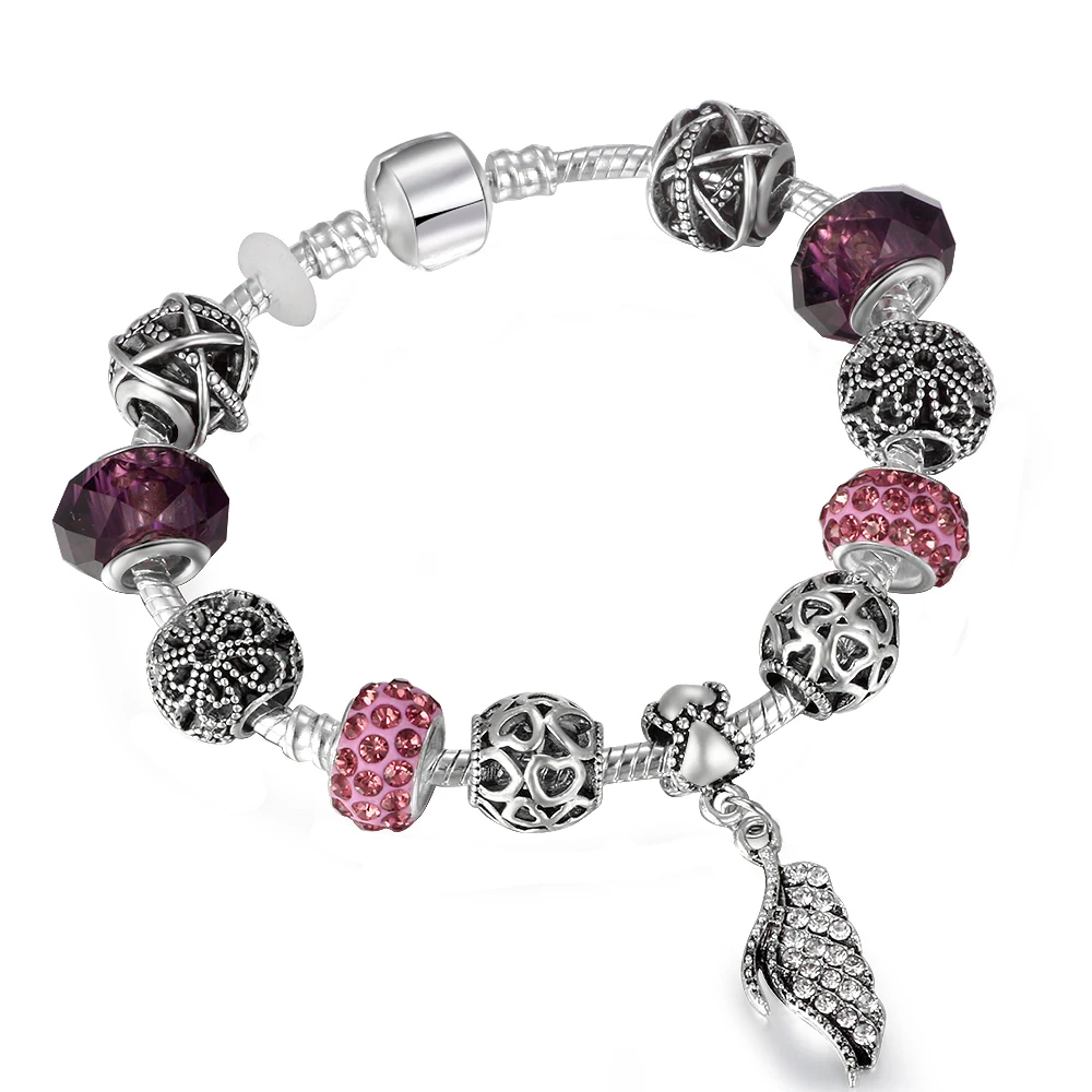 CUTEECO Fashion Silver Color Chain Bracelet Women DIY Jewelry Crystal Wing Beads Charm Bracelets For Women Gifts Accessories
CUTEECO Fashion Silver Color Chain Bracelet Women DIY Jewelry Crystal Wing Beads Charm Bracelets For Women Gifts Accessories
