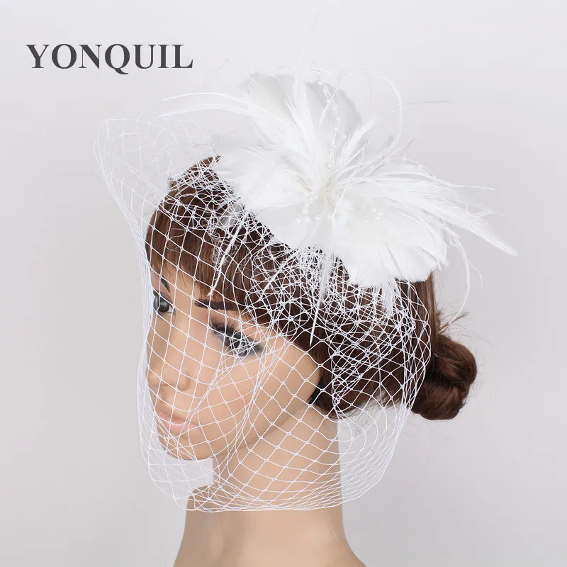 Woman feather flowers white fedora hats fascinators with veil for wedding headdress bridal hair accessories cocktail hats P03
Woman feather flowers white fedora hats fascinators with veil for wedding headdress bridal hair accessories cocktail hats P03