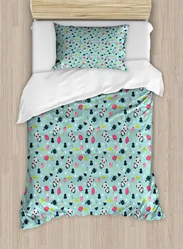 Asian Duvet Cover Set Panda Bears Koi Fishes Chopsticks Tea and Ricebowl Japanese Far Eastern Decorative 4 Piece Bedding Set 
Asian Duvet Cover Set Panda Bears Koi Fishes Chopsticks Tea and Ricebowl Japanese Far Eastern Decorative 4 Piece Bedding Set