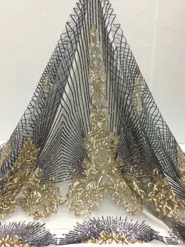 African Mesh Lace Fabric 2019 High Quality Grey Gold Sequins Lace Embroidered Nigeria French Tulle Lace Fabric For Women Dress
African Mesh Lace Fabric 2019 High Quality Grey Gold Sequins Lace Embroidered Nigeria French Tulle Lace Fabric For Women Dress