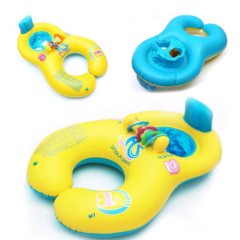 Double Inflatable Wheels Baby Swim Float Mother Child Swimming Ring Bathing Circles Boat Summer Toys | Мать и ребенок