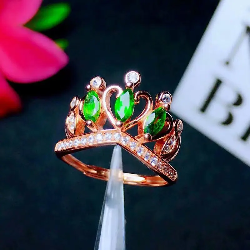 shilovem 925 sterling silver Natural diopside Ring fine Jewelry Customizable women trendy wedding open wholesale lj2.50501agt | Украшения и