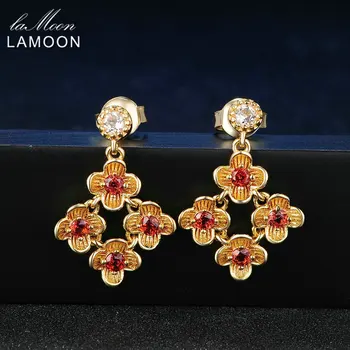 Lamoon Fine Jewelry Earring S925 100% Natural Red Garnet Gemstone Sterling Silver Flower Party Drop Earrings Aretes EI018
Lamoon Fine Jewelry Earring S925 100% Natural Red Garnet Gemstone Sterling Silver Flower Party Drop Earrings Aretes EI018