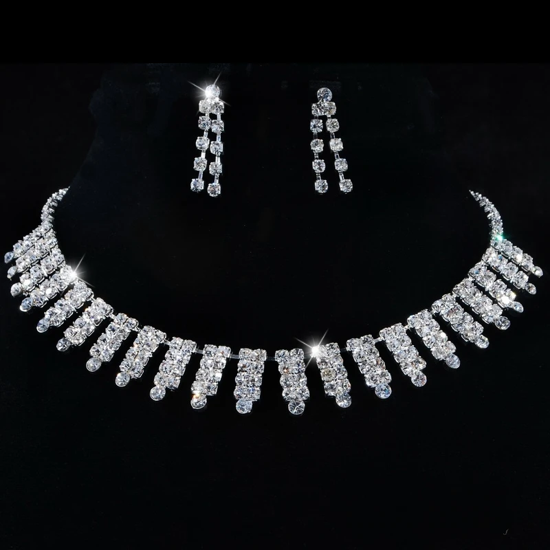 Charms Luxurious Bridesmaid Sets Wedding Elegant Rhinestone Sets Jewelry Crystal Rhinestone Necklace Earring Set factory price
Charms Luxurious Bridesmaid Sets Wedding Elegant Rhinestone Sets Jewelry Crystal Rhinestone Necklace Earring Set factory price