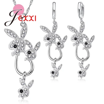 2PCS/SET Women Cute Jewelry Sets Crystal 925 Sterling Silver Chain Cartoon Rabbit Pendant Necklace Earrings Set
2PCS/SET Women Cute Jewelry Sets Crystal 925 Sterling Silver Chain Cartoon Rabbit Pendant Necklace Earrings Set