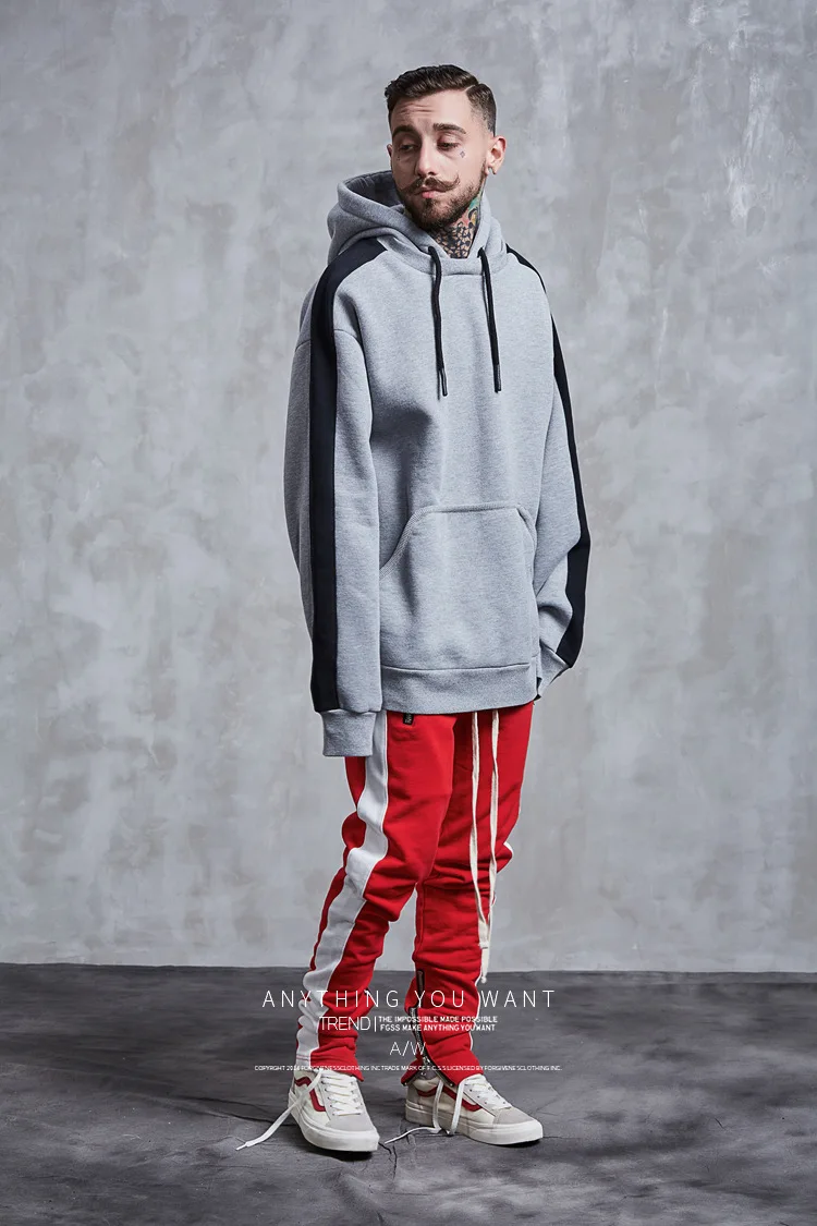 Aolamegs Hoodies Men Side Striped Hood High Street Pullover Cotton Fashion Hip Hop Streetwear Casual Big Pocket Hoodie Autumn (24)
