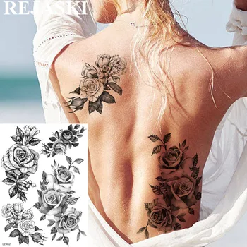 REJASKI Large Rose Flower Temporary Tattoos For Women Sticker Morning Glory Feather Fake Tattoo Art Arm Waterproof Sexy Tatoos
REJASKI Large Rose Flower Temporary Tattoos For Women Sticker Morning Glory Feather Fake Tattoo Art Arm Waterproof Sexy Tatoos