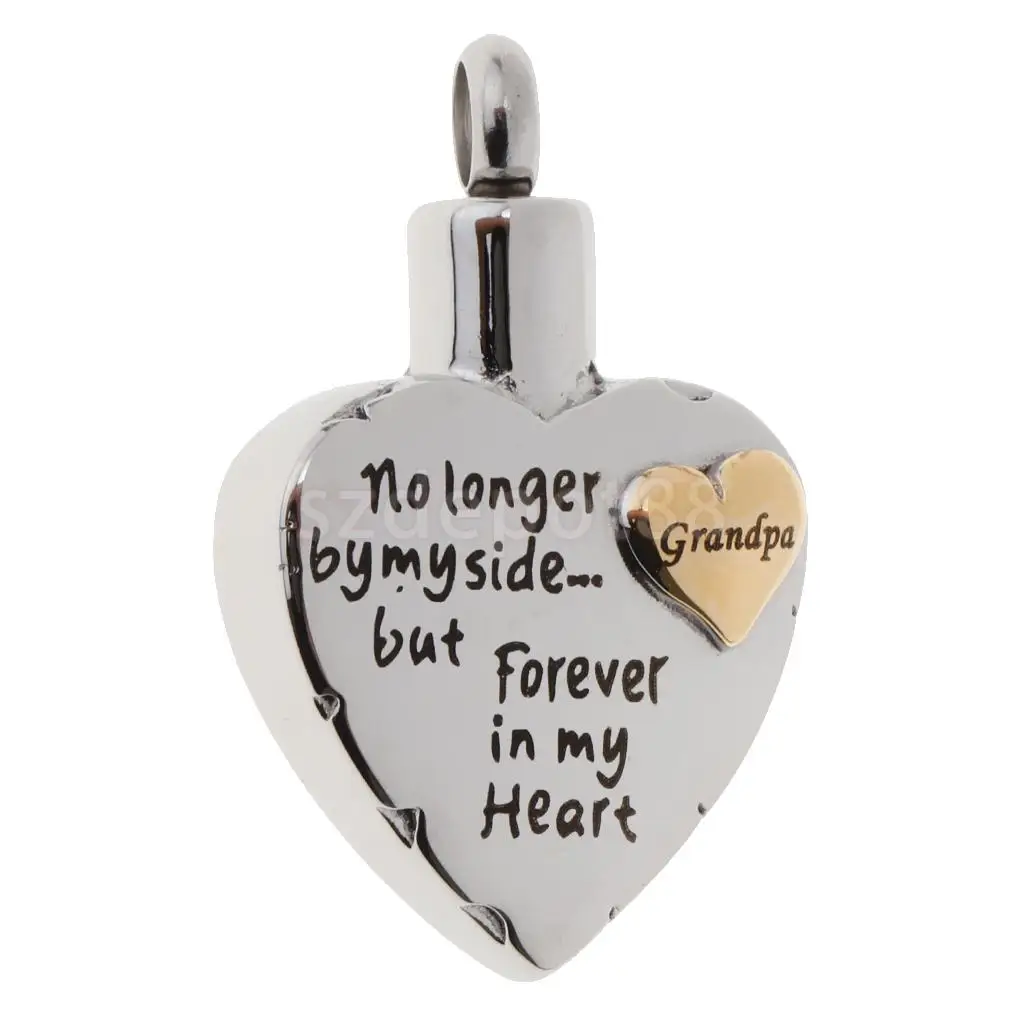 Dad Mom Son Sister Daughter Family Members Love Heart Cremation Urn Stainless Steel Pendant Forever In My Heart
