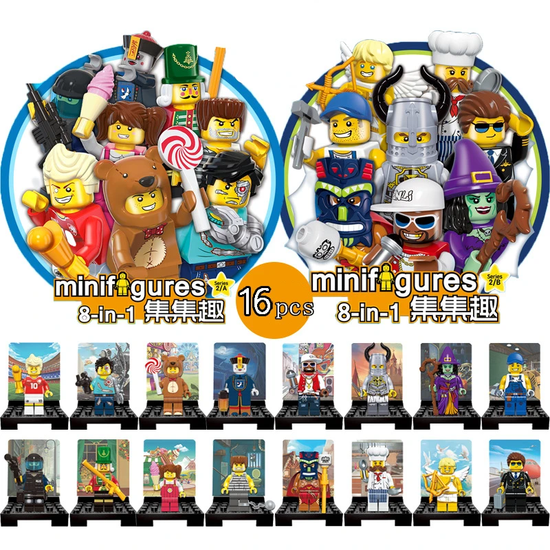8pcs/16pcs Fun Legoingly Figure Set With Card Athlete Bear Nutcracker Cupid SWAT Witch Model Building Blocks kits Brick Toys
8pcs/16pcs Fun Legoingly Figure Set With Card Athlete Bear Nutcracker Cupid SWAT Witch Model Building Blocks kits Brick Toys