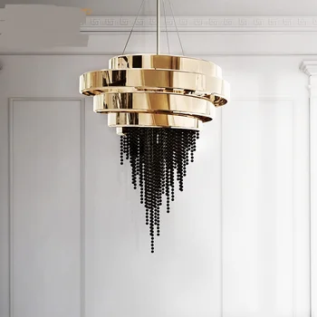 American creative crystal lamp European gold round modern modern style villa living room chandelier LO7196
American creative crystal lamp European gold round modern modern style villa living room chandelier LO7196