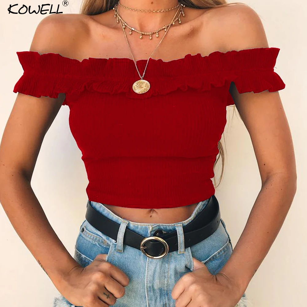 Kowell Off Shoulder Slim Short Cotton T-shirt for Women Slash Neck Exposed Navel Summer Top Women Backless Sexy T shirt Women
Kowell Off Shoulder Slim Short Cotton T-shirt for Women Slash Neck Exposed Navel Summer Top Women Backless Sexy T shirt Women