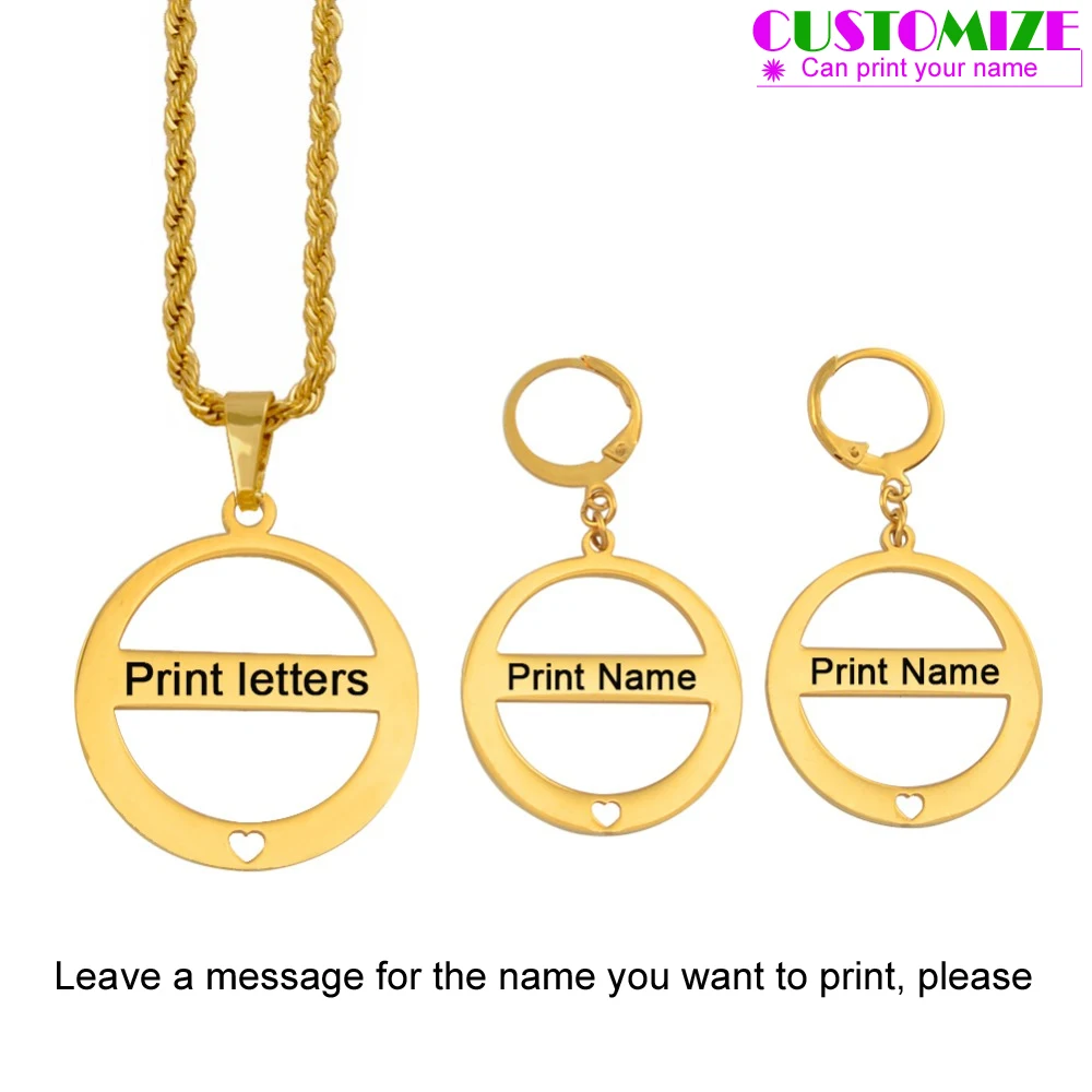 Anniyo Customize Name With Black Ink Pendant Necklaces Earrings Sets Women Stainless Steel Jewelry Personalized Letters #056821P
Anniyo Customize Name With Black Ink Pendant Necklaces Earrings Sets Women Stainless Steel Jewelry Personalized Letters #056821P