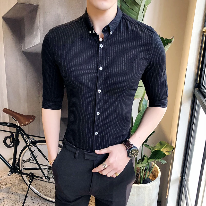 2018 summer gentleman boutique bump stripes Slim short-sleeved shirt wild fashion casual business youth solid color shirt
2018 summer gentleman boutique bump stripes Slim short-sleeved shirt wild fashion casual business youth solid color shirt