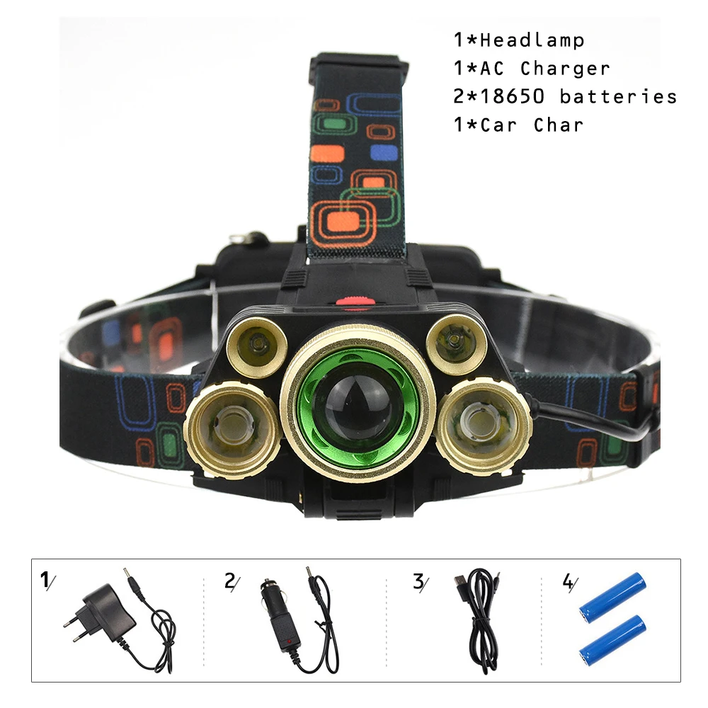 Zonyee XML T6 5 Led Tactical Headlamp Rechargeable 18650 Battery 10000 Lumen Zoomable Waterproof Headlight Torch Head Lantern
Zonyee XML T6 5 Led Tactical Headlamp Rechargeable 18650 Battery 10000 Lumen Zoomable Waterproof Headlight Torch Head Lantern