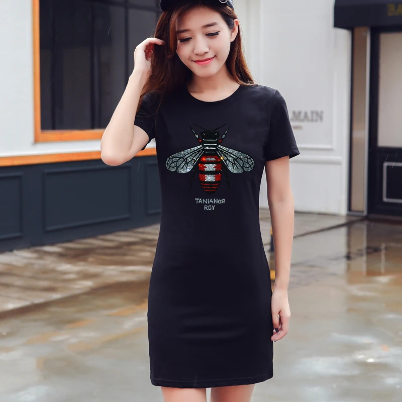 short-sleeved T-shirt in Dress Female Summer Hot Crystal Women Bright Print Slim Dressses Korean Style Cotton Vestido top
short-sleeved T-shirt in Dress Female Summer Hot Crystal Women Bright Print Slim Dressses Korean Style Cotton Vestido top