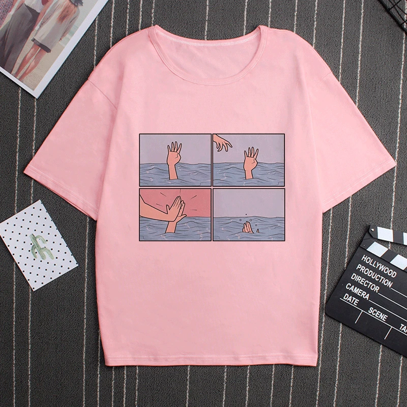 Женская футболка с надписью My Depression Brain assource розовая Модный Новый Повседневный