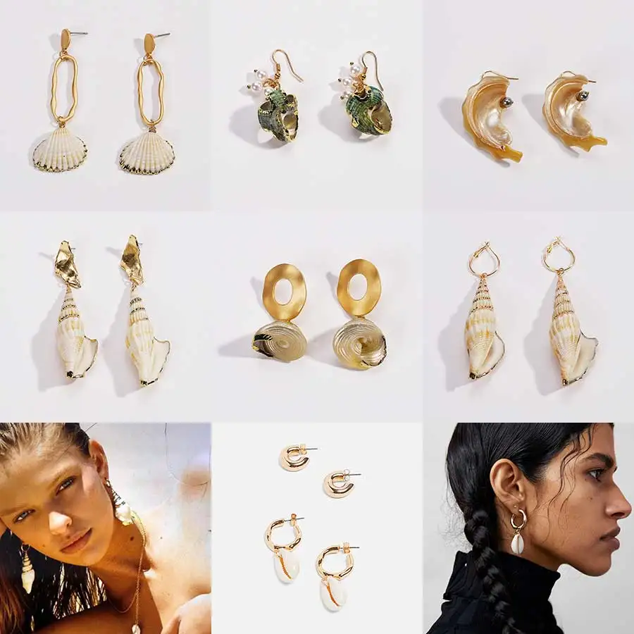 Dvacaman Summer Sea Shell Hoop Earrings Women Gold Color Metal Fashion Big Statement Earrings ZA Wedding Jewelry Wholesale Gifts
Dvacaman Summer Sea Shell Hoop Earrings Women Gold Color Metal Fashion Big Statement Earrings ZA Wedding Jewelry Wholesale Gifts