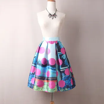Vintage Polka Dot Printed Pleated Skirt Summer Women New Fashion Elastic High Waist Zipper Closed Ball Gown Blue Midi Skirt
Vintage Polka Dot Printed Pleated Skirt Summer Women New Fashion Elastic High Waist Zipper Closed Ball Gown Blue Midi Skirt