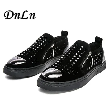 Men Rivet Shoes Slip On Casual Black Shose Men Fashion Men's Winter Shoes 5#22/10d50