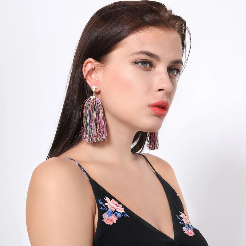 Boho Hyperbole Cotton Thread Tassel Earrings Trendy Jewelry Colorful Triangle Drop Dangle Earring For Women Accessories
Boho Hyperbole Cotton Thread Tassel Earrings Trendy Jewelry Colorful Triangle Drop Dangle Earring For Women Accessories