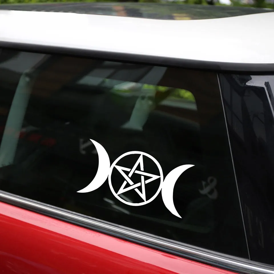 Anycuros Triple Moon Goddess Wicca Pentacle Cartoon Stickers Decals 15cm7 (11)