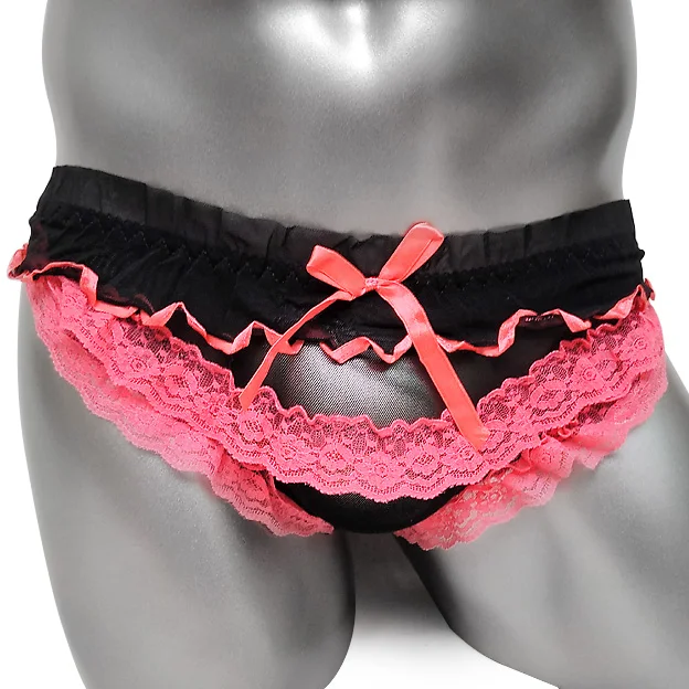 Sissy Panties Gay Men Floral Exotic Lingerie Briefs Lacework Transparents Low Rise Male Bikini Underwear Underpants |