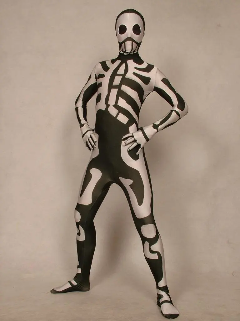 

Halloween Brown Skeleton/Skull Full Body Lycra Spandex Zentai Scary Costume Bodysuit Adult Size