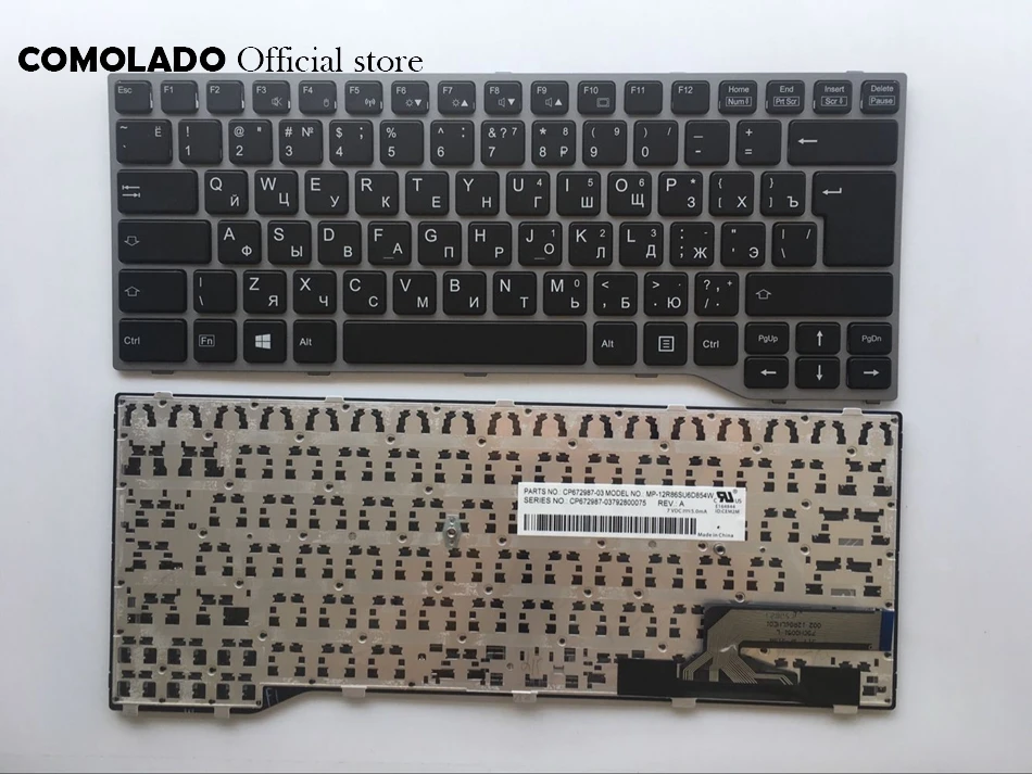 Русская клавиатура для ноутбука FUJITSU Для LIFEBOOK T725 T726 черная с серой рамкой