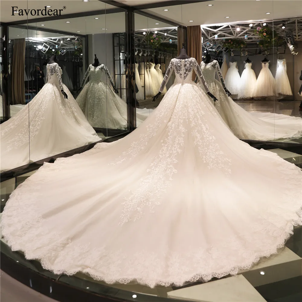 Favordear Luxury 4m Train Wedding Dress Top Vestido De Noiva Cathedral Train Full Sleeve 3D Lace Beaded Ball Gown Bridal Gown
Favordear Luxury 4m Train Wedding Dress Top Vestido De Noiva Cathedral Train Full Sleeve 3D Lace Beaded Ball Gown Bridal Gown