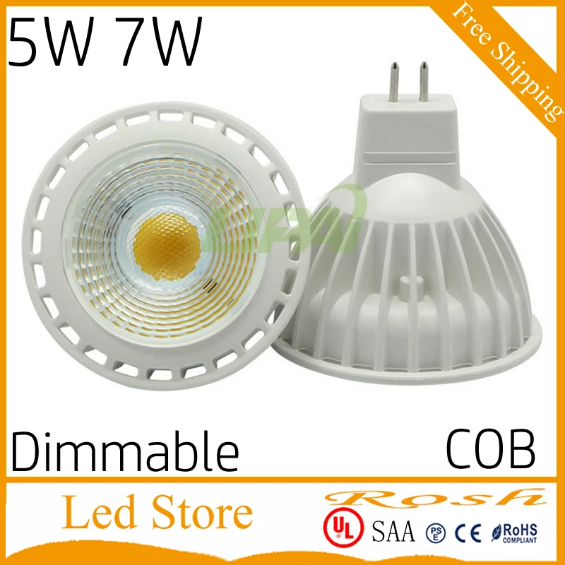 Светодиодная лампа с регулируемой яркостью gu10 mr16 5 Вт 7 COB AC110-240V + 12 В натуральный