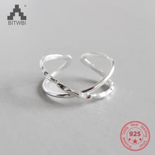 100% 925 argent Sterling géométrique Simple personnalité en forme de X motif sombre anneau d'ouverture manuelle(China)