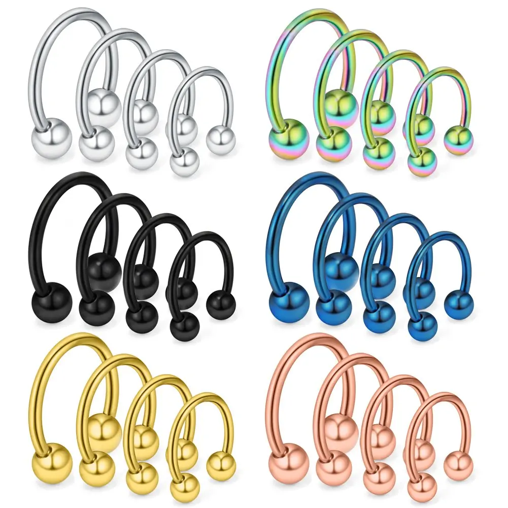 24PCS 16G 14G 12G Surgical Steel Nose Septum Horseshoe Earring Eyebrow Tongue Lip Nipple Helix Tragus Piercing Rings 6-16mm
24PCS 16G 14G 12G Surgical Steel Nose Septum Horseshoe Earring Eyebrow Tongue Lip Nipple Helix Tragus Piercing Rings 6-16mm