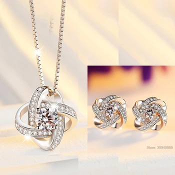 925 Sterling Silver Jewelry Sets For Women Forever Love Twist Flower Zirconia Knot Necklace+Earrings Wedding Jewelry
925 Sterling Silver Jewelry Sets For Women Forever Love Twist Flower Zirconia Knot Necklace+Earrings Wedding Jewelry